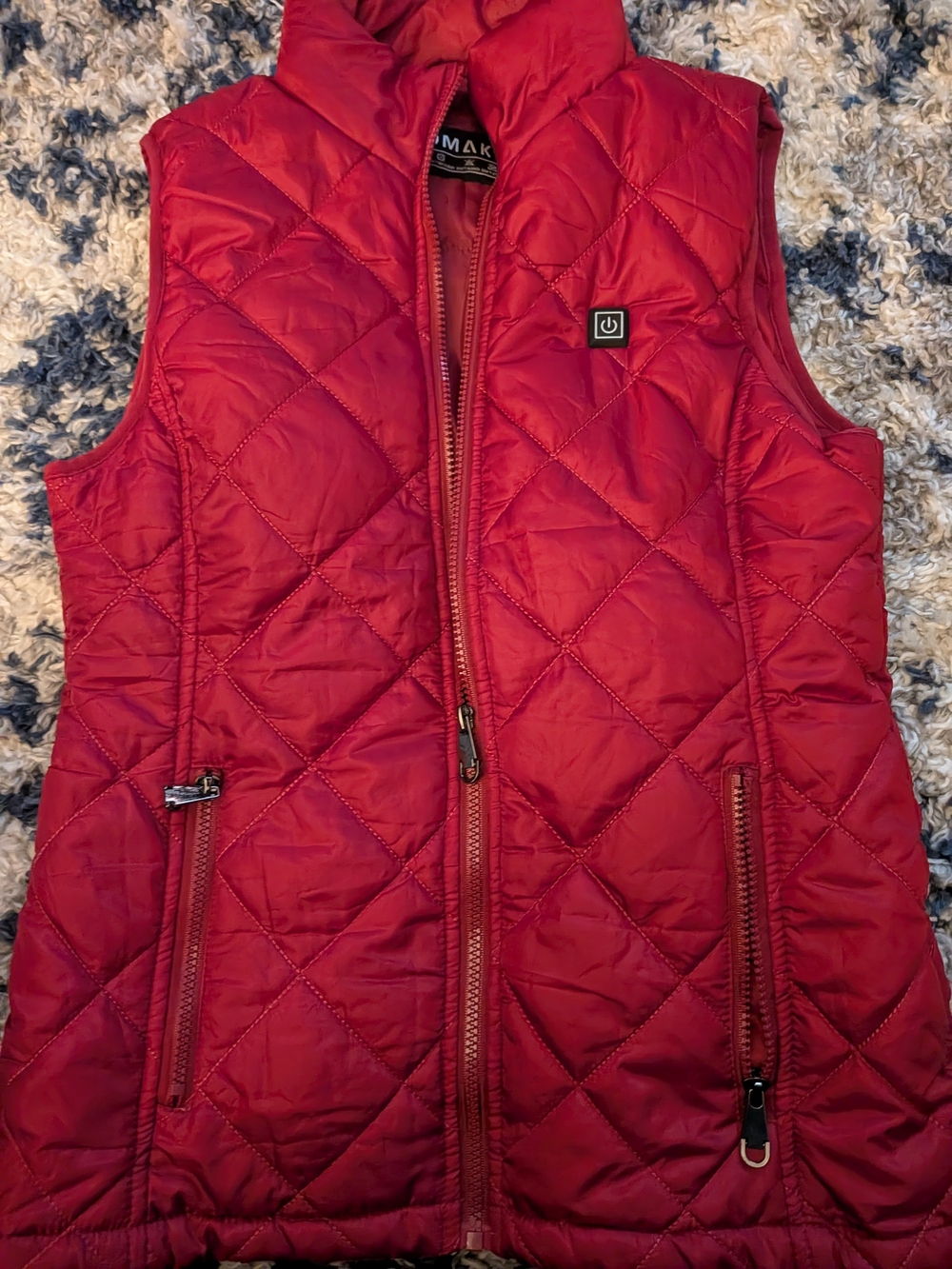 Nomakk Women's Quilted Red Puffer Heated USB Port Vest